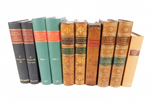 Williams (T.) EVERY MAN HIS OWN LAWYER contemporary calf, 1812 §Campbell (John, Lord) THE LIVES OF THE CHIEF JUSTICES OF ENGLAND 2 vol., contemporary half calf over boards, spines gilt, 1849 § Jeaffreson (John Cordy) A BOOK ABOUT LAWYERS 2 vol, half-title