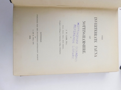 Carr (J.W.) THE INVERTEBRATE FAUNA OF NOTTINGHAMSHIRE 1916 ; .- THE INVERTEBRATE FAUNA OF NOTTINGHAMSHIRE SUPPLEMENT, 1835, letter from author loosely inserted, half-titles, publisher's cloth, 8vo (2) - 2