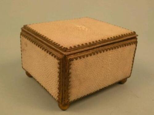 A late 19th/early 20thC white shagreen and gilt metal rectangular box