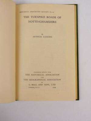 Shipman (James) NOTES ON THE OLD WALL OF NOTTINGHAM... Nottingham, 1899; Cossons (Arthur) THE TURNPIKE ROADS OF NOTTINGHAMSHIRE 1934, publisher's cloth, 8vo (2) - 2