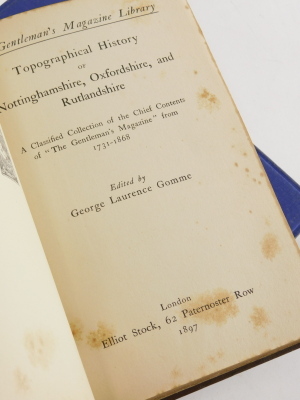 Wood (A.C.) A HISTORY OF NOTTINGHAMSHIRE 1948 § English Place-Name Society.- THE PLACE-NAMES OF NOTTINGHAMSHIRE 1940 § Gomme (George Laurence) TOPOGRAPHICAL HISTORY OF NOTTINGHAMSHIRE... 1897, publisher's cloth, 8vo (3) - 2