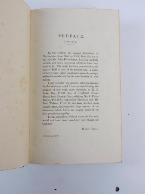 Field (Henry, ed.) THE DATE-BOOK OF NOTTINGHAM 2 vol., later morocco-backed cloth, Nottingham, 1884 - 3