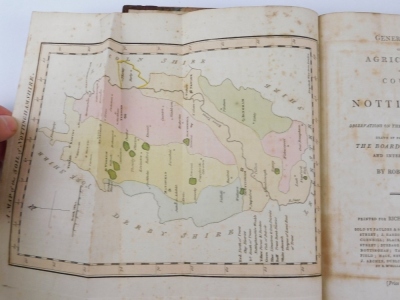 Lowe (Robert) A GENERAL VIEW OF THE AGRICULTURE OF THE COUNTY OF NOTTINGHAM folding hand-coloured engraved map, contemporary half calf over patterned boards, 8vo, 1798 - 3