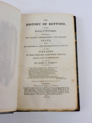 Piercy (John S.) THE HISTORY OF RETFORD engraved frontispiece, bookplate of Alice Cropper, t.e.g., contemporary crushed morocco over patterned boards, 8vo, Retford, 1828 - 2