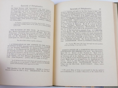 Cresswell (Rev. S.F.) COLLECTIONS TOWARDS THE HISTORY OF PRINTING IN NOTTINGHAMSHIRE, contemporary cloth over patterned boards, small 4to,1863 - 3