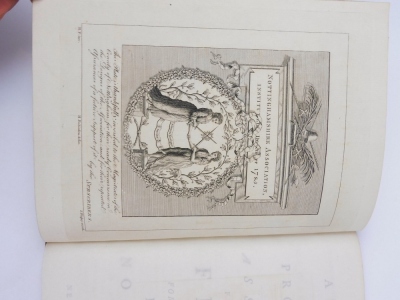 Newark.- ARTICLES AND OTHER PROCEEDINGS OF THE ASSOCIATION FOR PROSECUTING FELONS ...IN THE COUNTY OF NOTTINGHAM frontispiece, tissue-guard, folding poster, later half cloth over patterned boards, 4to, Newark, J. Tomlinson, 1785 - 3