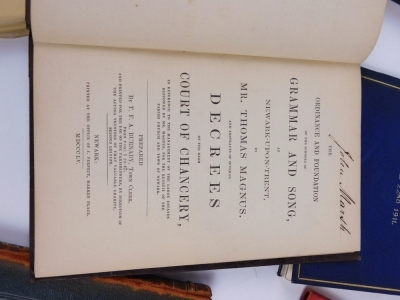 Newark.- Ringrose (Ernest) THE HISTORY OF THE NEWARK...HOSPITAL presentation copy, n.d.[1930] § Burnaby (T.F.A.) THE ORDINANCE AND FOUNDATION OF THE SCHOOLS OF GRAMMAR AND SONG 1855 § Blagg (Thomas) A GUIDE TO THE ANTIQUITIES OF NEWARK... 1906 § Sketchley - 4