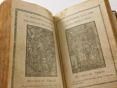 Book of Common Prayer.- Provincial Printing.- Lewis (W. Rev.) THE BOOK OF COMMON PRAYER... contemporary ink ownership signature of Thomas Mead Derby, wood-engraved vignettes throughout, contemporary calf, rebacked, 8vo, preserved in later box, 1778 *** T - 3