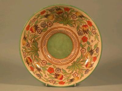 A Burleighware bowl decorated by Charlotte Rhead with a design of flowers