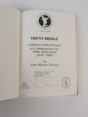 Wynn-Thomas (Peter) THE HISTORY OF NOTTINGHAMSHIRE COUNTY CRICKET CLUB 8vo, 1992; Haynes (Basil) and John Lucas THE TRENT BRIDGE BATTERY publisher's cloth, dust-jacket, 1985 ; and 7 others, pamphlets and short histories of Nottinghamshire Cricket Club (9) - 4