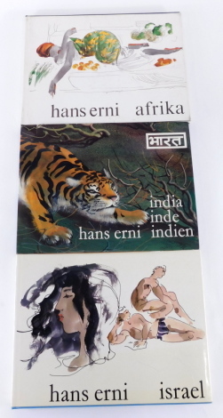 Erni Hans, ISRAEL and AFRICA illustrated by the author and with hand written dedications and drawings to Rigby Graham and INDIA, 3vo