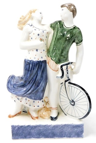 A Rye pottery Young Love figure group, printed marks, 26cm high.