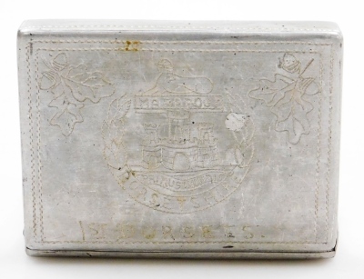 A World War II British prisoner of war aluminium cigarette case, made by Albert H White, 1st Dorsets and inscribed ''To My Dear Wife'' Munster Lager 1945-1946, with a view of the prisoner camp, the inside of the lid with an image of ''Chad'' and inscribed - 2