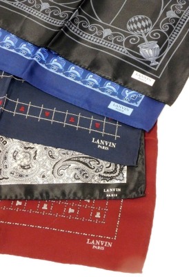 A group of silk ties and handkerchiefs, comprising four Lanvin ties, seven Lanvin handkerchiefs, four Ralph Lauren ties, a Givenchy handkerchief and a Hermes handkerchief. - 4