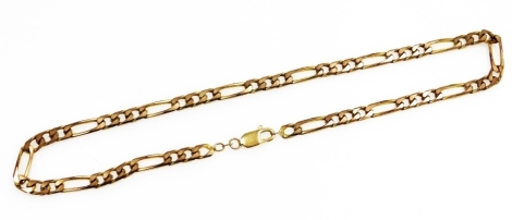 A Figaro link neck chain, on a plated chain with a yellow metal clasp stamped 9ct, 44cm long, boxed.
