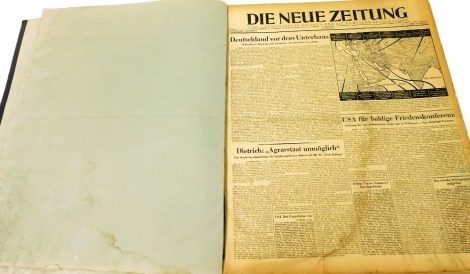 Various editions of Die Neue Zeitung newspaper, from issue number 39, 13 May 1946 to issue number 42, 26th May 1947, contained in a binding.