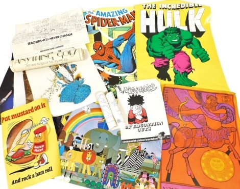 A group of posters, to include The Incredible Hulk, Spiderman, both reproductions, Nus white paper campaign, Noddy, poster issued by the Ministry of Health, etc. (a quantity)