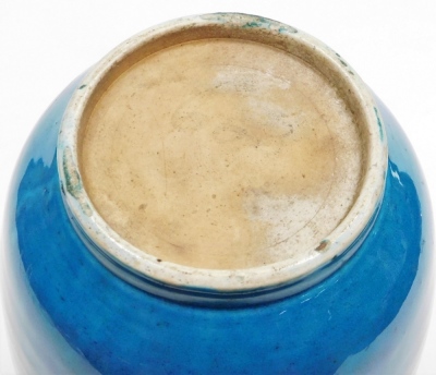 A Chinese turquoise blue porcelain vase, of shouldered ovoid form with a flared rim, 35cm high. - 3