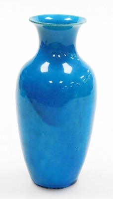 A late 19thC Chinese turquoise blue crackle glaze ovoid vase, with inverted rim, 23.5cm high. - 2