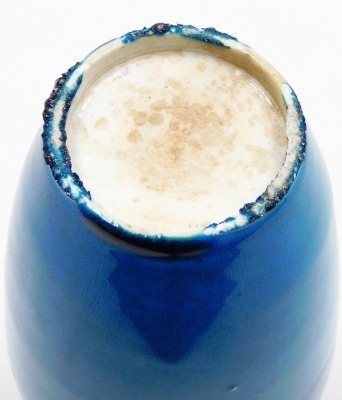 A late 19thC Chinese turquoise blue crackle glaze ovoid vase, with inverted rim, 23.5cm high. - 4