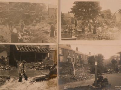 The Louth Disaster - postcard and two others