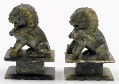 A pair of Chinese soapstone carved figures of dogs of fo, 18cm high. - 3