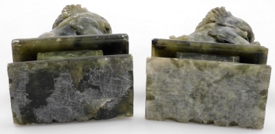A pair of Chinese soapstone carved figures of dogs of fo, 18cm high. - 6