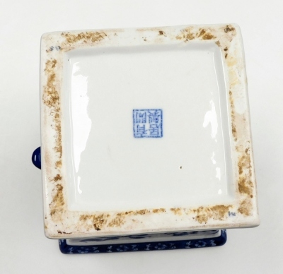 A group of modern blue and white Chinese porcelain, to include octagonal vase, four character mark to underside, 37cm high, square two handled vase, decorated with birds, flowers, etc., four character mark to underside, 21cm high, and a pair of vases, 31c - 13