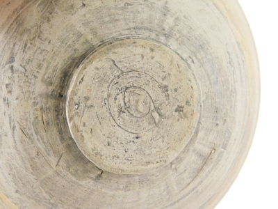 An archaic Chinese bowl, with everted rim and having glazed upper part and centre, 17cm diameter, boxed. - 2