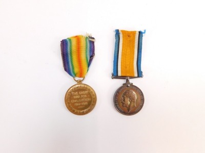 A WWI Great War and Victory Medal pair, named to Pte F T Cane, Royal Army Medical Corps, 93516. (2) - 2