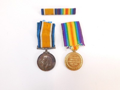 A WWI Great War and Victory Medal pair, named to Pte A Woodward, Army Medical Corps, 113521, together with a ribbon bar. (3) - 2