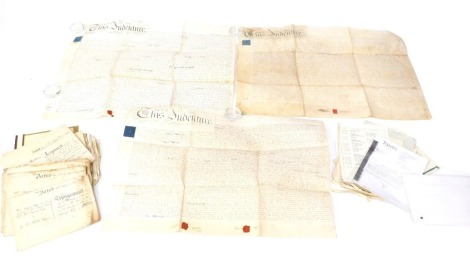 A group of ephemera, comprising indentures and other vintage paperwork. (a quantity)