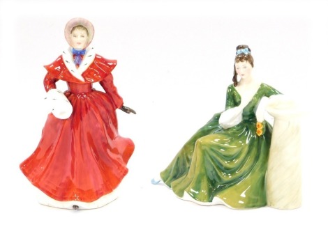 Two Royal Doulton figures, comprising Secret Thoughts HN2382, 16cm high, and The Skater,20cm high.