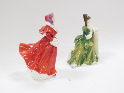 Two Royal Doulton figures, comprising Secret Thoughts HN2382, 16cm high, and The Skater,20cm high. - 2