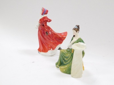 Two Royal Doulton figures, comprising Secret Thoughts HN2382, 16cm high, and The Skater,20cm high. - 3