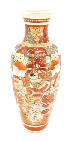 A Japanese Satsuma vase, with painted figures, unmarked, 49cm high.