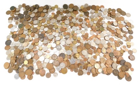 A group of world coins, shillings, crowns, threepenny bits, pennies, half pennies, Hong Kong coinage, etc. (a quantity)