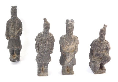 Four modern Chinese tomb or burial type figures, 16cm high.