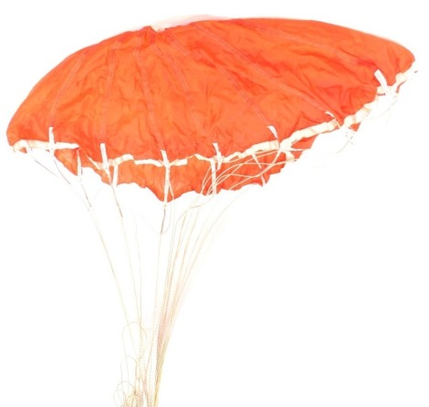 A small red material parachute.