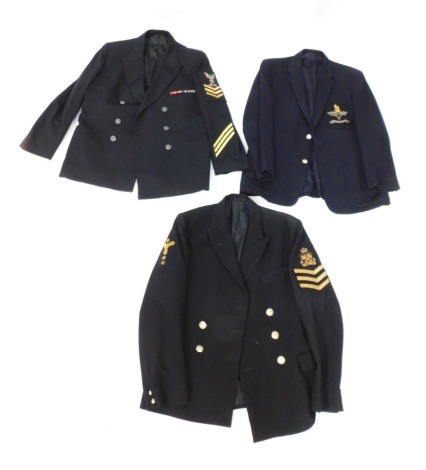 Two Naval jackets and a blazer, comprising a US Navy Petty Officer First Class's jacket, Chief Petty Officer's jacket with branch badge, and a Parachute Regiment blazer. (3)