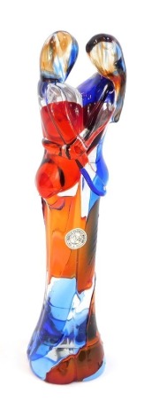 A Bucella Cristalli Murano glass figure group, of two figures in embrace, signed Bucella, 30cm high.