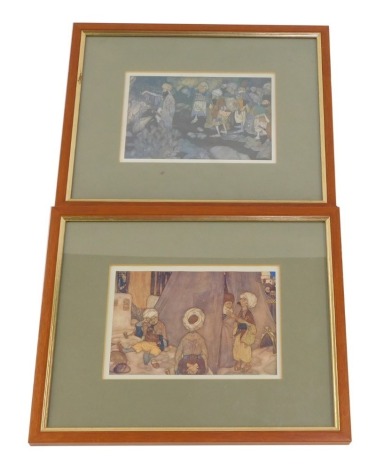 After Allan Markham. Arabian Nights, two prints, both 10cm x 15cm, framed.