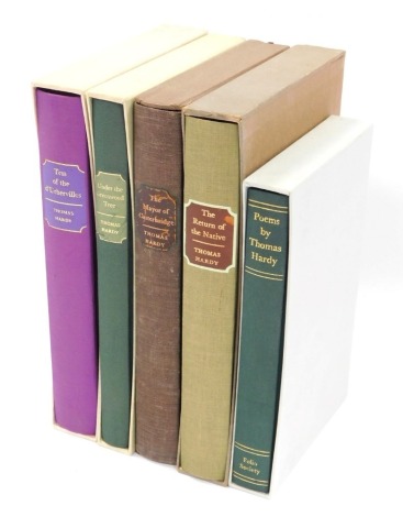 Folio Society. Five Thomas Hardy books, each in slip cases, comprising Tess of the D'Urbervilles, Under the Greenwood Tree, The Mayor of Casterbridge, The Return of the Native and Poems by Thomas Hardy. (5)