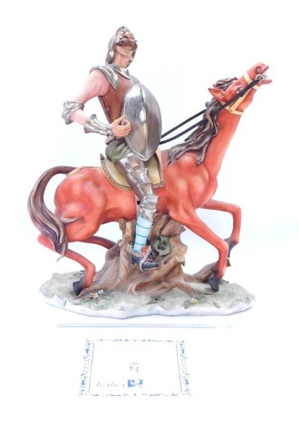 A Capodimonte figure of Don Quixote, by Carlese, with certificate of authenticity and receipt dated 1981, 29cm high.