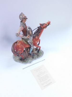 A Capodimonte figure of Don Quixote, by Carlese, with certificate of authenticity and receipt dated 1981, 29cm high. - 3