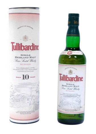 A Tullibardine Single Highland Malt Scotch Whiskey, Aged 10 Years, in presentation box.