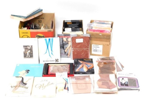 A group of vintage hosiery, various sizes, stockings and nude tights. (3 boxes)