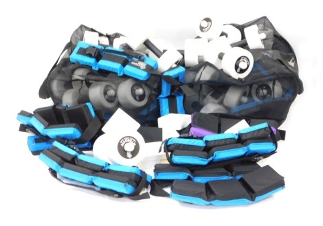 A group of Hydrafit Aquafit swimming weights, approx 28 belts, 34 foam weights and two carry bags. (a quantity)