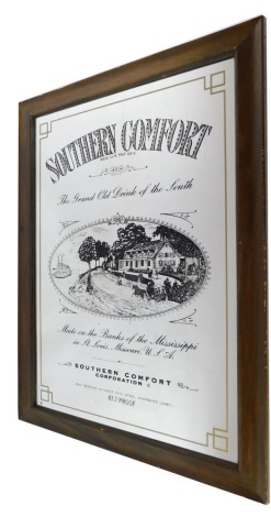 A Southern Comfort advertising mirror, 77cm x 51cm.