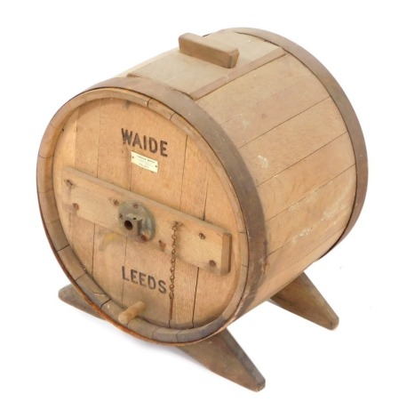 A Johnson Bros of Spalding barrel, stamped Waide, Leeds, 46cm high, 40cm diameter.